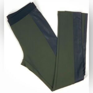 BCBGMAXAZRIA Deep Olive Moto Faux Leather Pants Medium